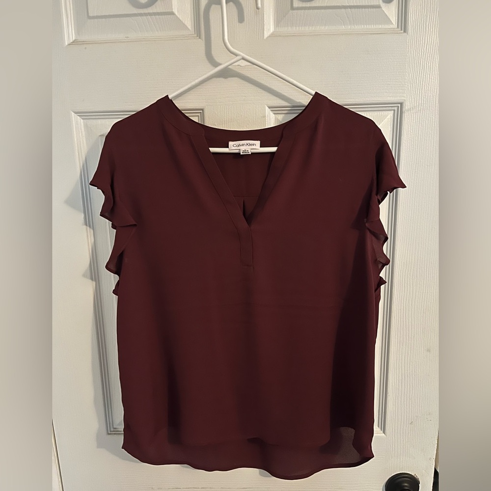 Calvin Klein Blouse - Maroon - Size Large - New without tag